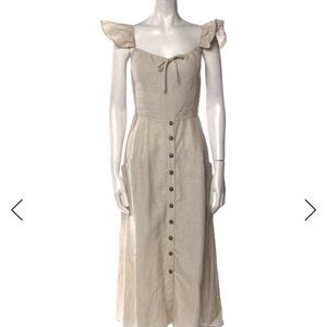 Reformation linen off shoulder  Beige Button-Down Dress